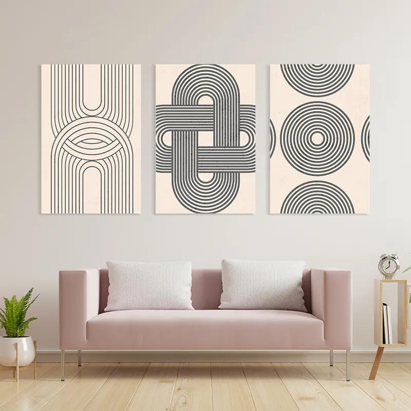 Tablou Multicanvas Geometric Cream Design mockup 3