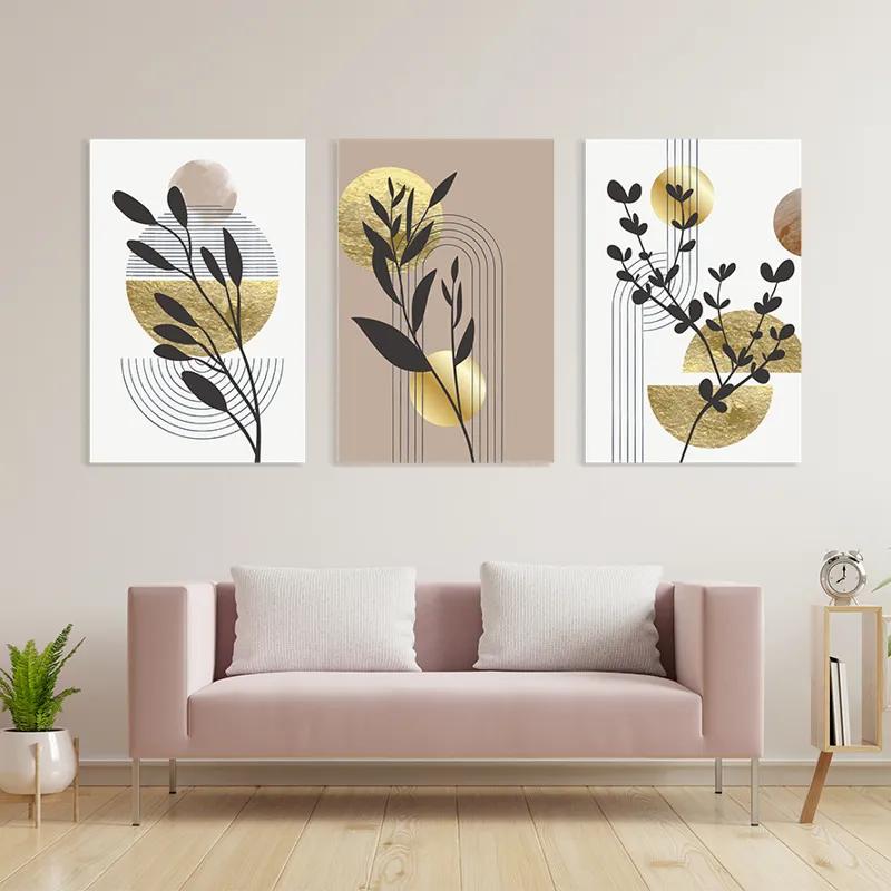 Tablou Multicanvas Goldrown Leaf mockup 3