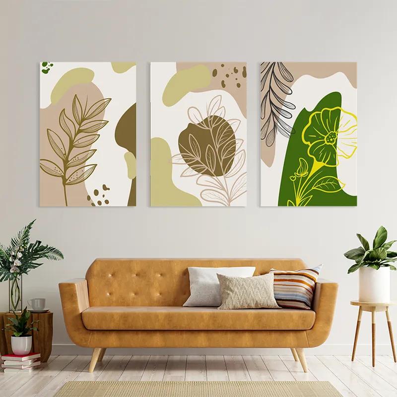 Tablou Multicanvas Brown Cream Leaf mockup 4