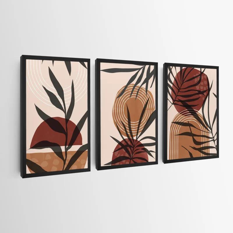 Tablou Multicanvas Grey Leaf Orange mockup 0