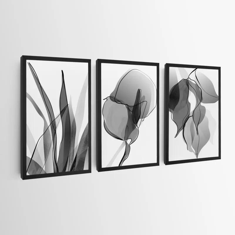 Tablou Multicanvas Grey Leaf Set mockup 0