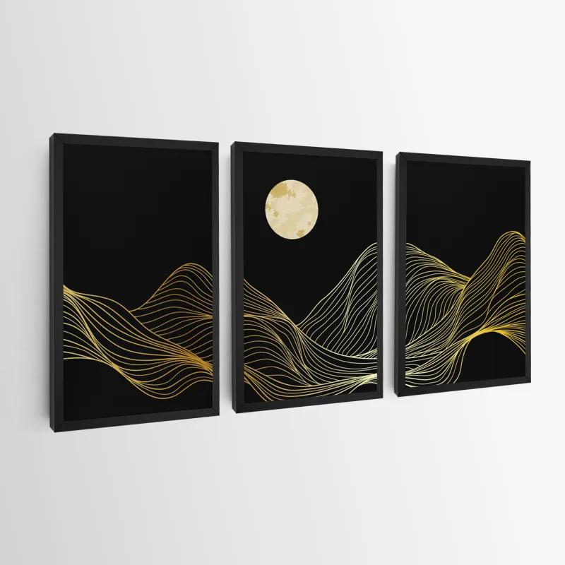 Tablou Multicanvas Moon Gold Waves mockup 0