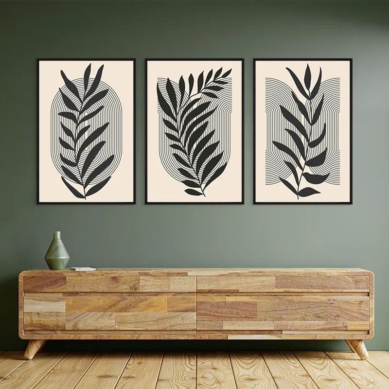 Tablou Multicanvas Dark Grey Leaf mockup 2