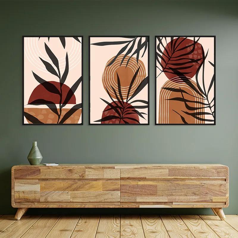 Tablou Multicanvas Grey Leaf Orange mockup 2