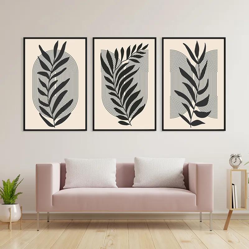 Tablou Multicanvas Dark Grey Leaf mockup 3