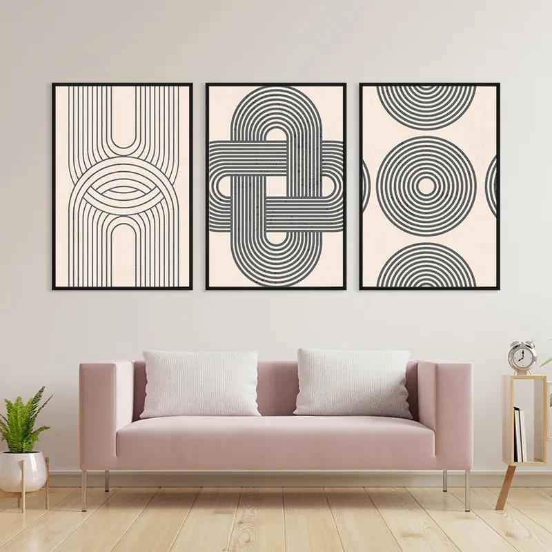 Tablou Multicanvas Geometric Cream Design mockup 3