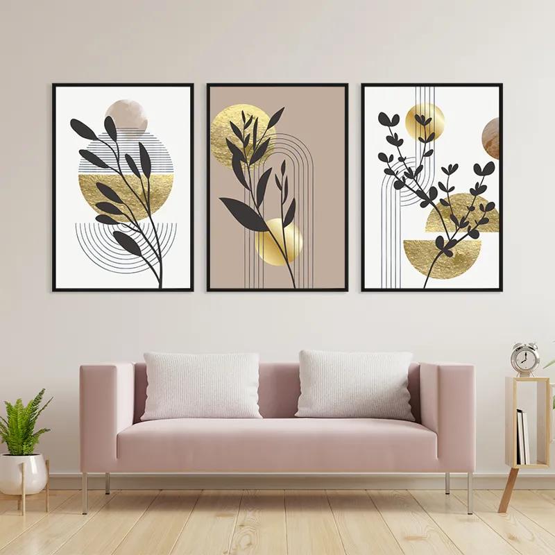 Tablou Multicanvas Goldrown Leaf mockup 3