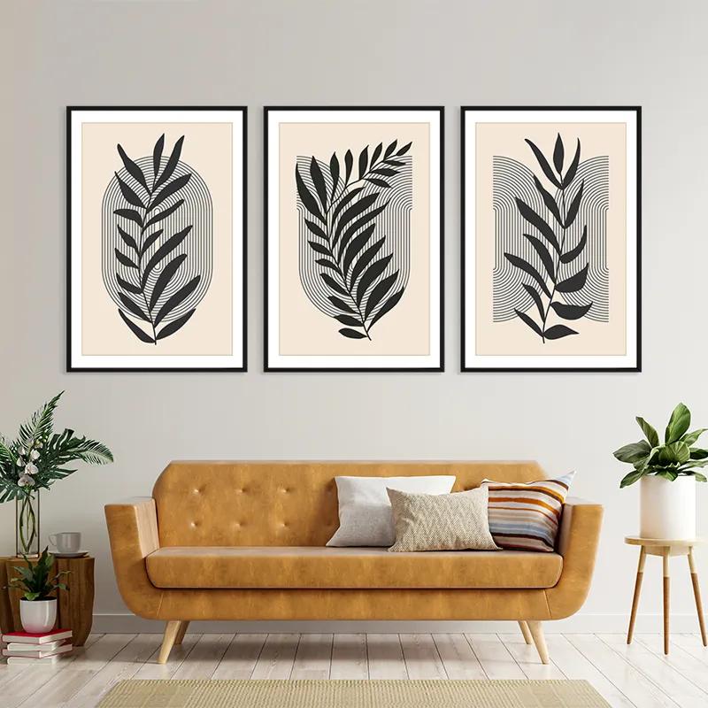 Tablou Multicanvas Black Leaf mockup 4