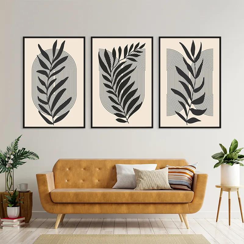 Tablou Multicanvas Dark Grey Leaf mockup 4