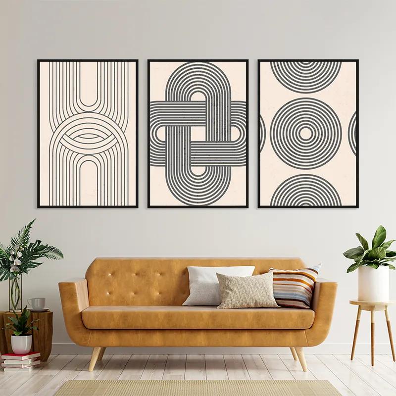 Tablou Multicanvas Geometric Cream Design mockup 4