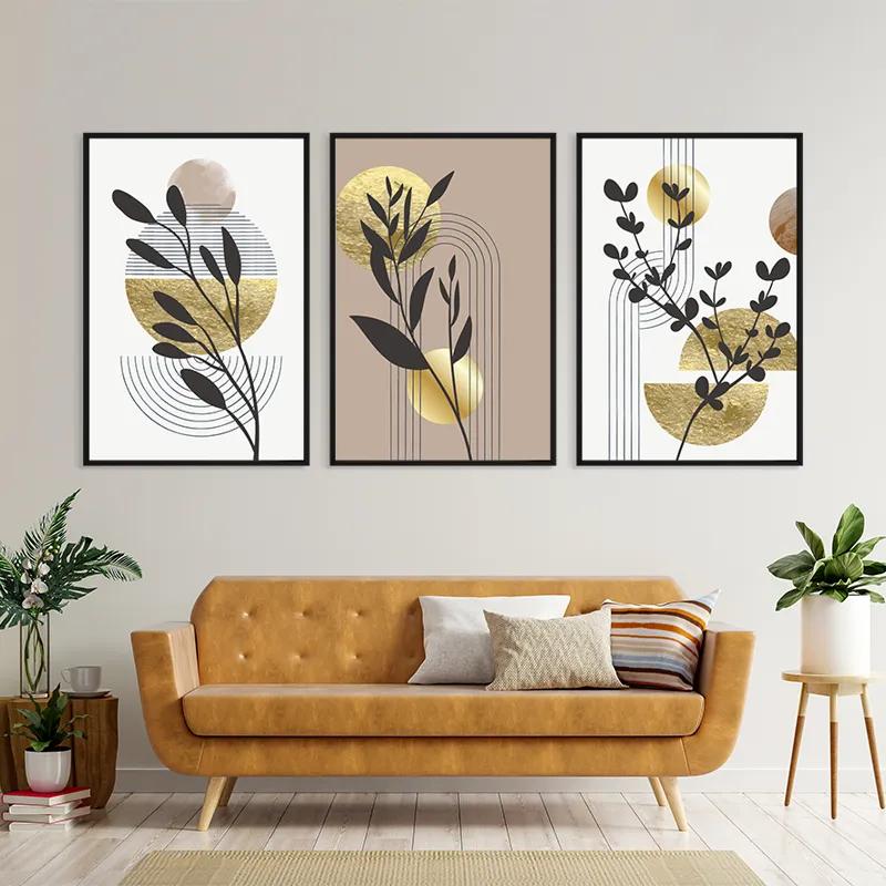 Tablou Multicanvas Goldrown Leaf mockup 4