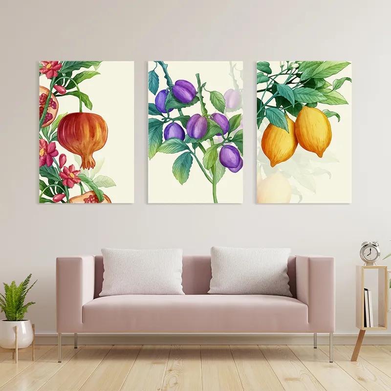 Tablou Multicanvas Watercolor Fruit Set mockup 3