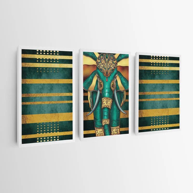 Tablou Multicanvas Bluend Gold Elephant mockup 0