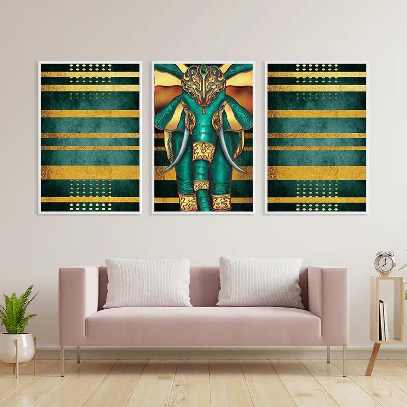 Tablou Multicanvas Bluend Gold Elephant mockup 3