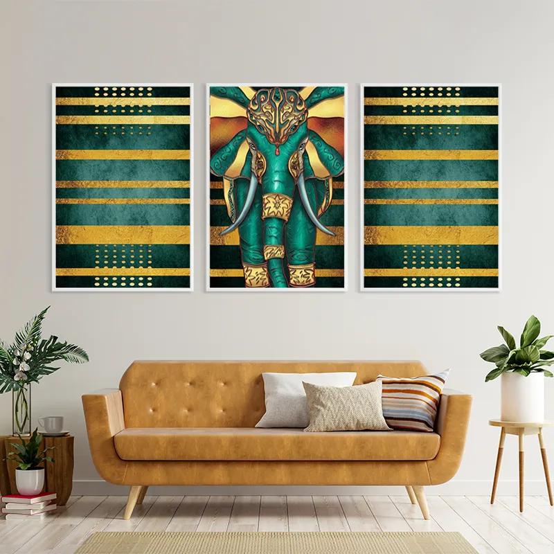 Tablou Multicanvas Bluend Gold Elephant mockup 4