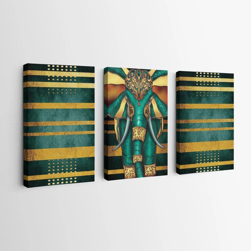 Tablou Multicanvas Bluend Gold Elephant mockup 0