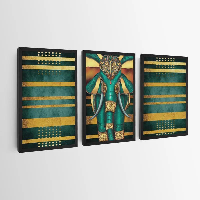 Tablou Multicanvas Bluend Gold Elephant mockup 0