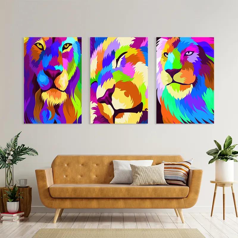 Tablou Multicanvas Lion Set mockup 4