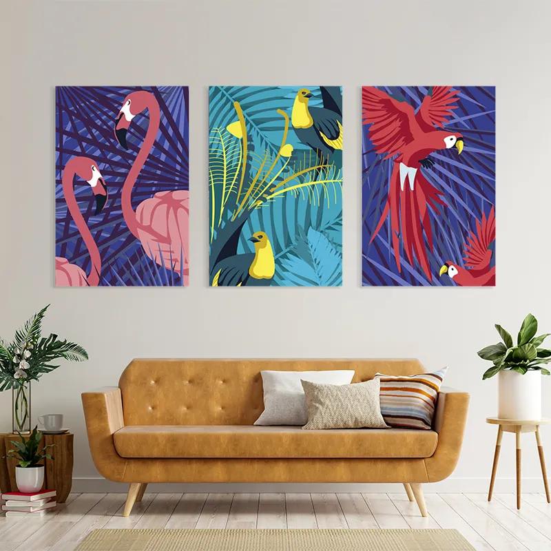 Tablou Multicanvas Exoticirds Set mockup 4
