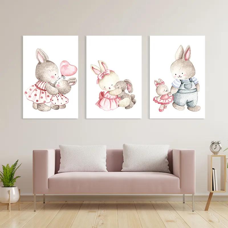 Tablou Multicanvas Bunny Family mockup 3