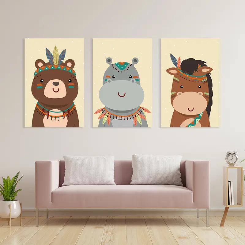 Tablou Multicanvas Indiannimals Set mockup 3