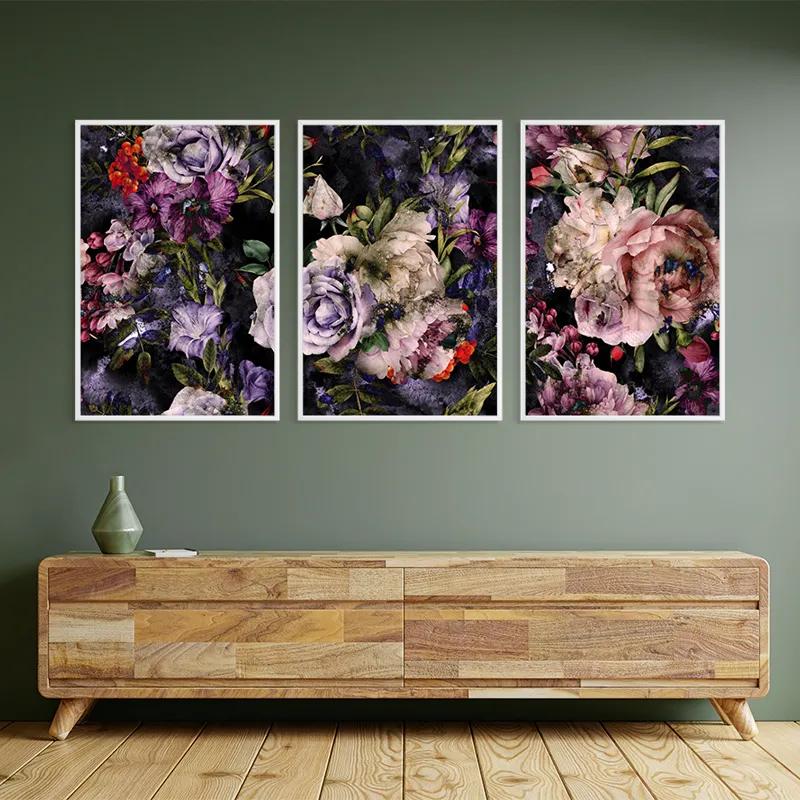 Tablou Multicanvas Abstract Purple Flowers mockup 2