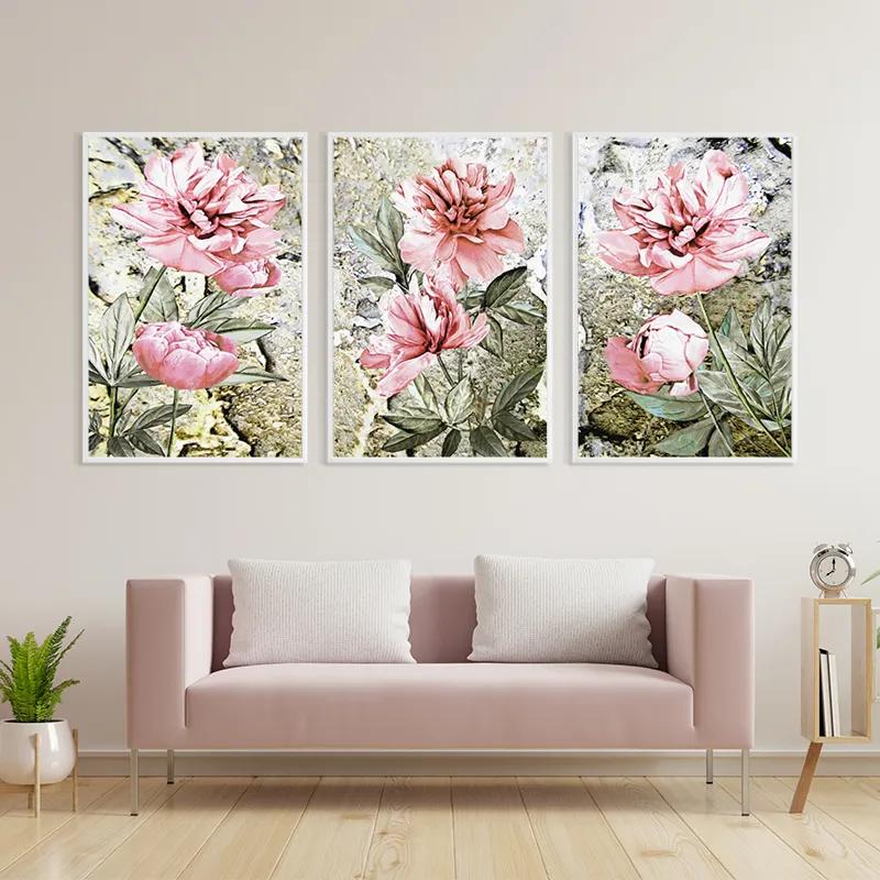 Tablou Multicanvas Bujori Roz mockup 3