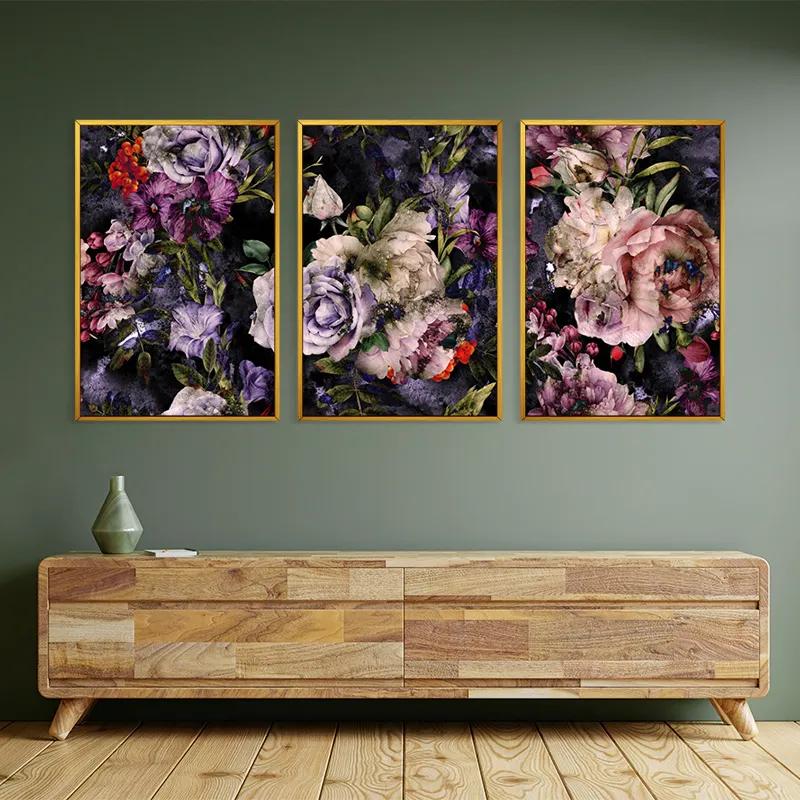 Tablou Multicanvas Abstract Purple Flowers mockup 2