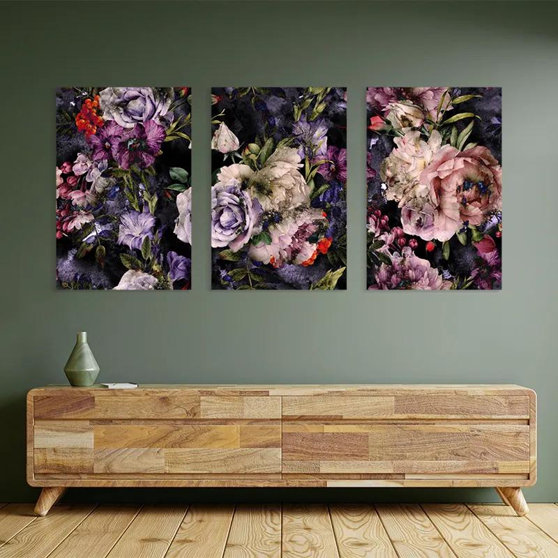 Tablou Multicanvas Abstract Purple Flowers mockup 2