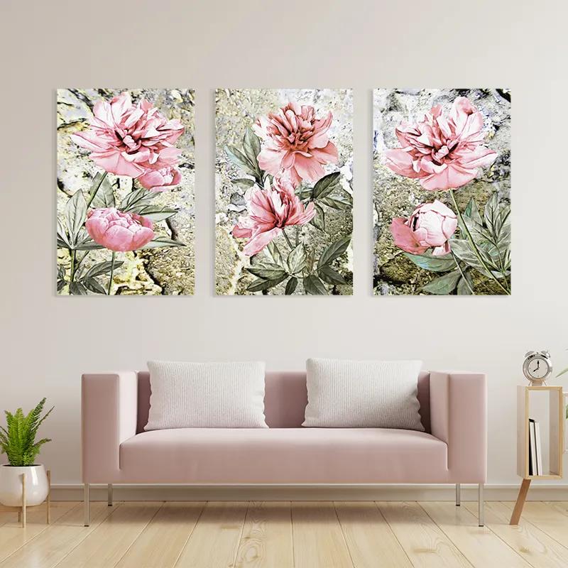 Tablou Multicanvas Bujori Roz mockup 3