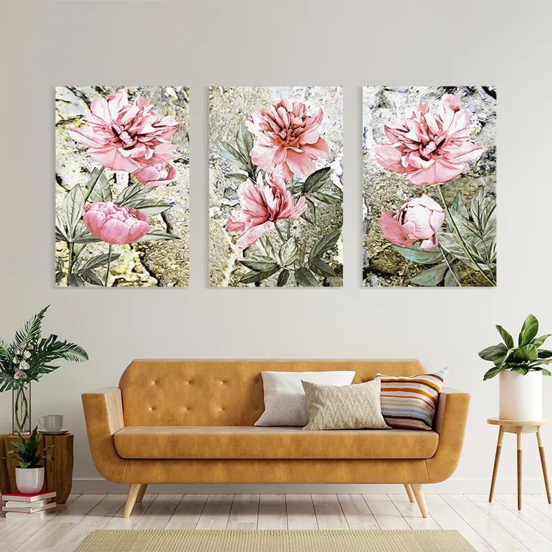 Tablou Multicanvas Bujori Roz mockup 4