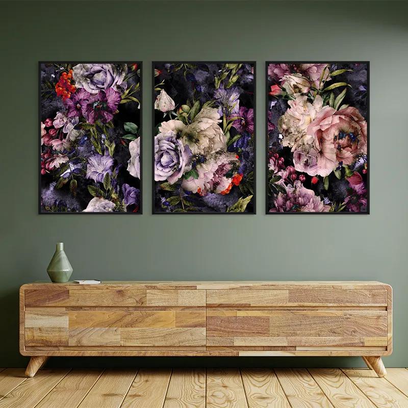 Tablou Multicanvas Abstract Purple Flowers mockup 2
