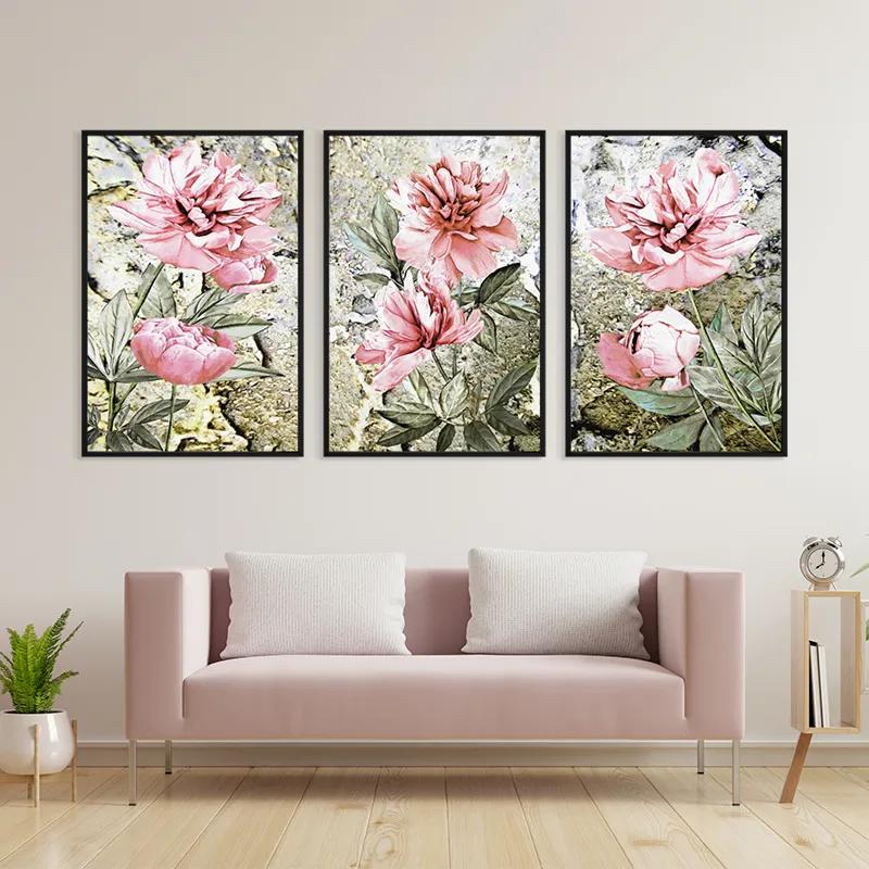 Tablou Multicanvas Bujori Roz mockup 3