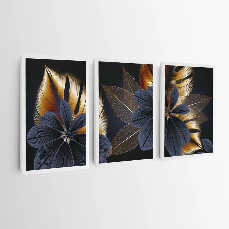Tablou Multicanvas Blacknd Gold Flower mockup 0