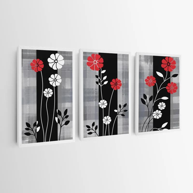 Tablou Multicanvas Whitend Red Flowers mockup 0