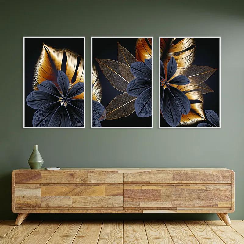 Tablou Multicanvas Blacknd Gold Flower mockup 2