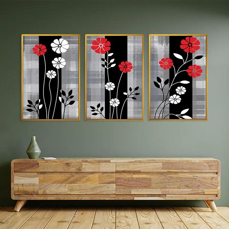 Tablou Multicanvas Whitend Red Flowers mockup 2