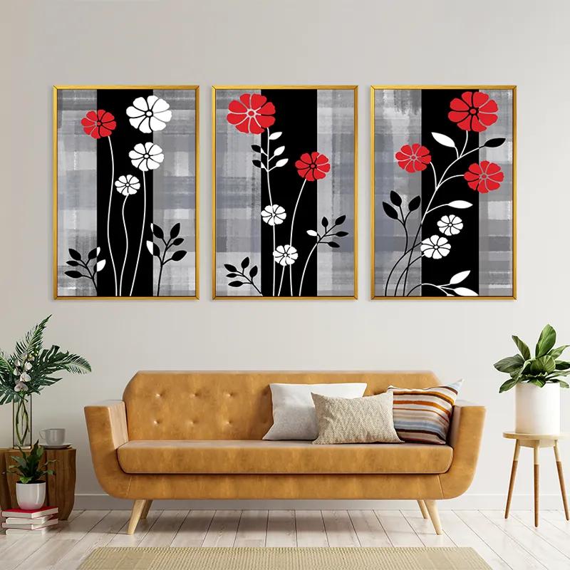 Tablou Multicanvas Whitend Red Flowers mockup 4