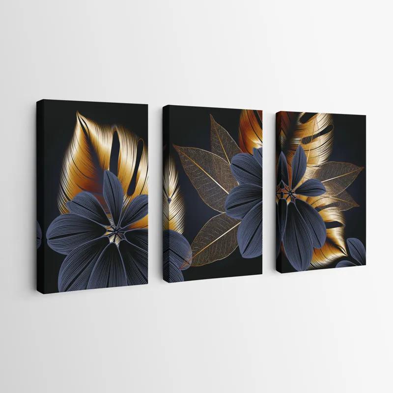 Tablou Multicanvas Blacknd Gold Flower mockup 0
