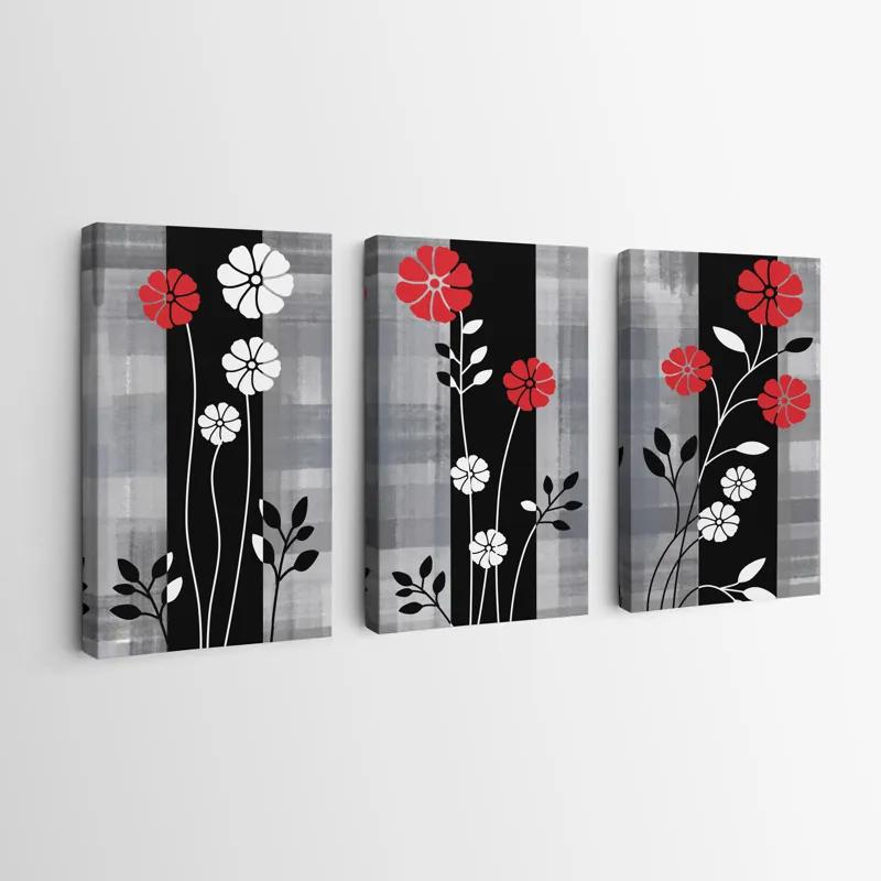 Tablou Multicanvas Whitend Red Flowers mockup 0