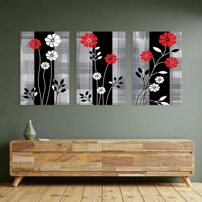 Tablou Multicanvas Whitend Red Flowers mockup 2