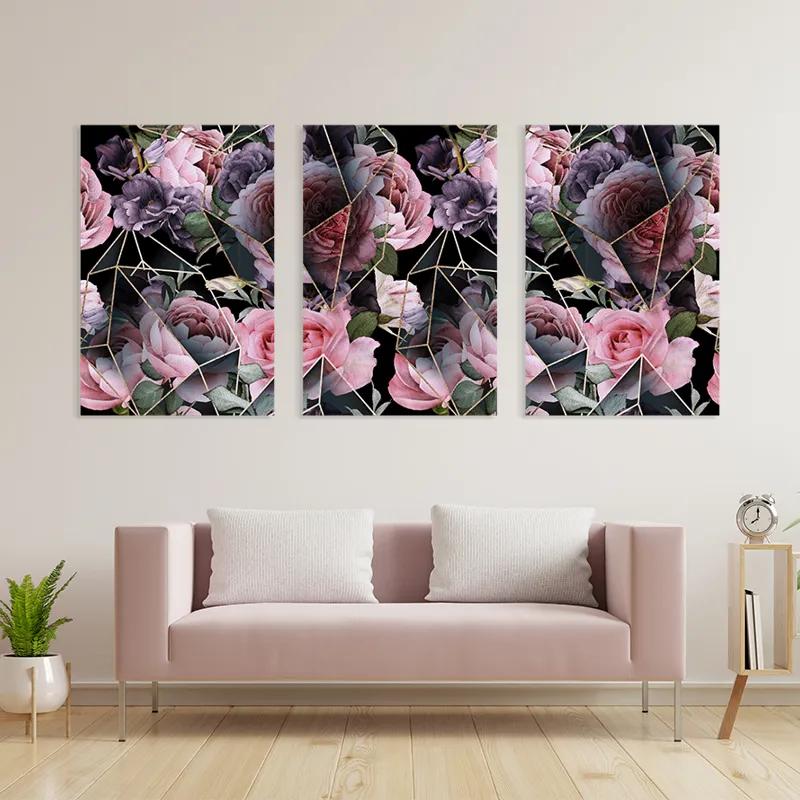 Tablou Multicanvas Glass Flower mockup 3