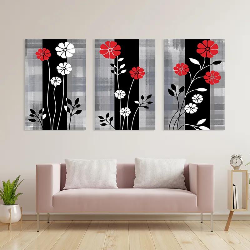 Tablou Multicanvas Whitend Red Flowers mockup 3