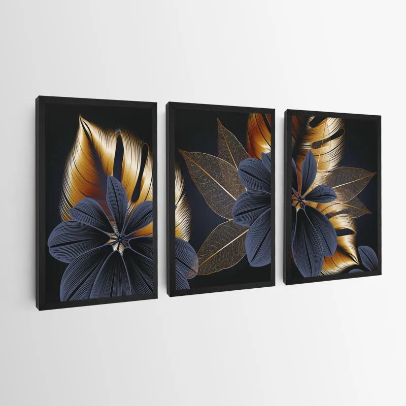 Tablou Multicanvas Blacknd Gold Flower mockup 0