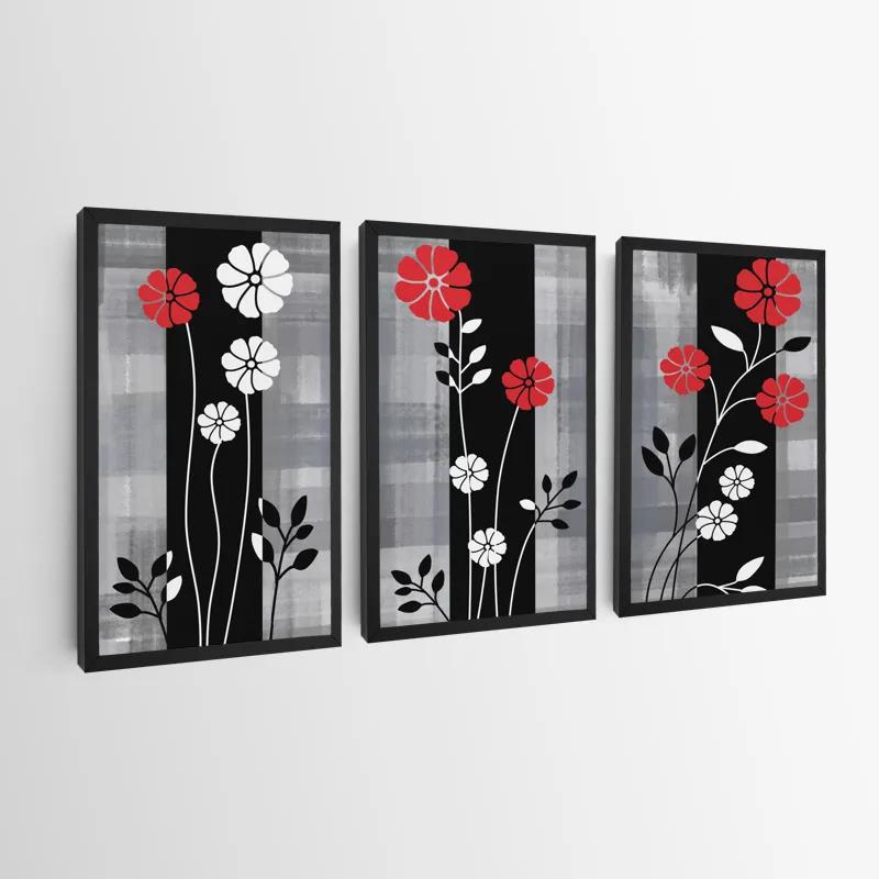 Tablou Multicanvas Whitend Red Flowers mockup 0