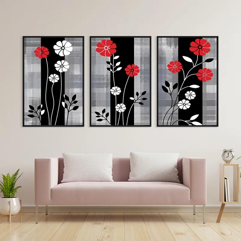 Tablou Multicanvas Whitend Red Flowers mockup 3