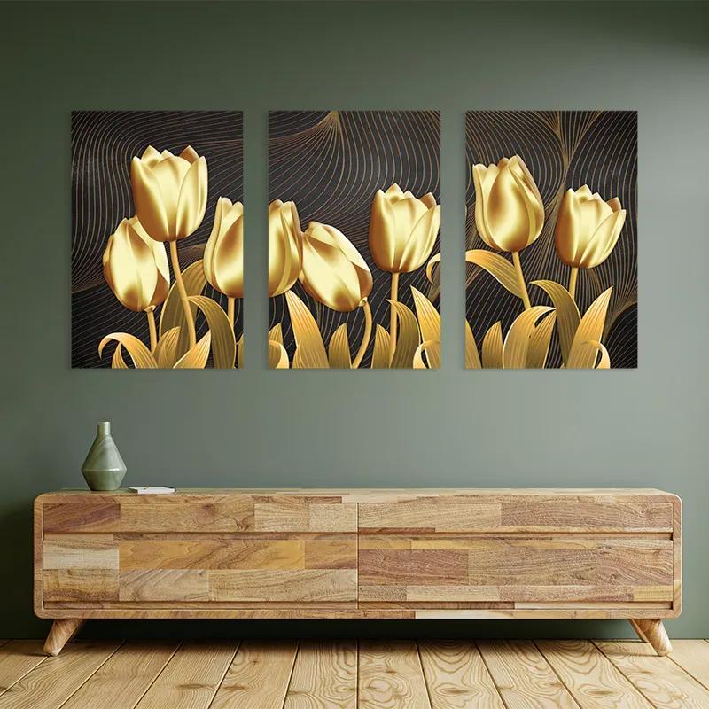 Tablou Multicanvas Golden Tulip mockup 2