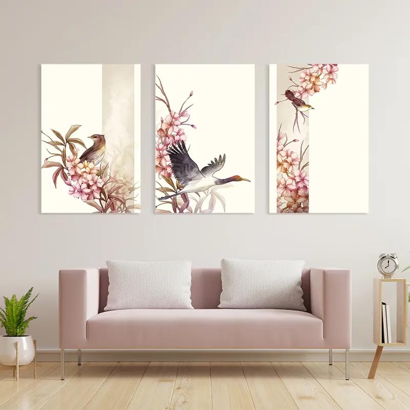 Tablou Multicanvas Asiatic Pink Flower mockup 3