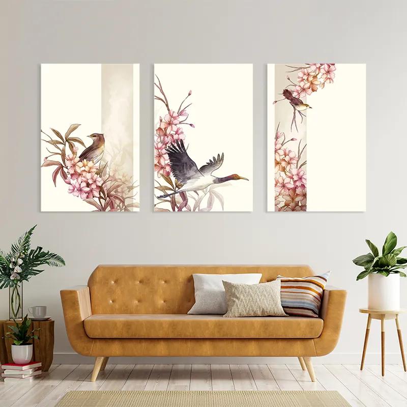 Tablou Multicanvas Asiatic Pink Flower mockup 4