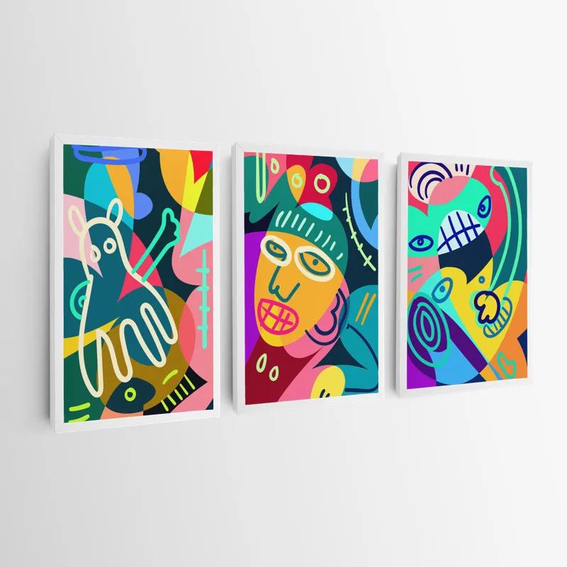 Tablou Multicanvas Colorful Face Set mockup 0